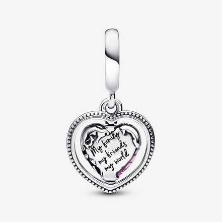 Pandora Moments Family Spinning Heart Globe Dangle Charm