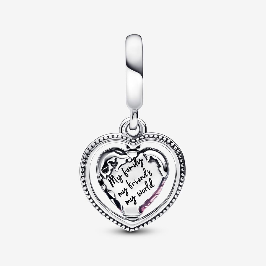 Pandora Moments Family Spinning Heart Globe Dangle Charm
