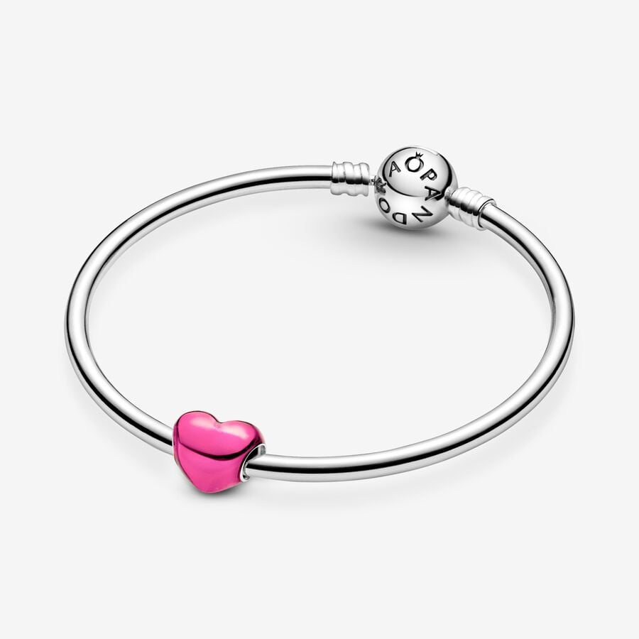 Pandora Moments Metallic Pink Heart Charm