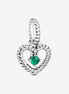 Pandora Moments May Rainforest Green Beaded Heart Dangle Charm