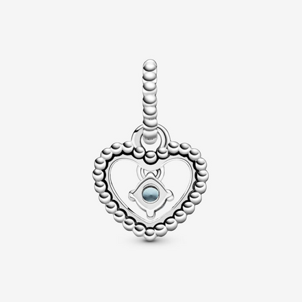 Pandora Moments March Aqua Blue Beaded Heart Dangle Charm
