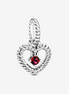 Pandora Moments July Blazing Red Beaded Heart Dangle Charm