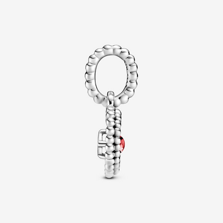 Pandora Moments July Blazing Red Beaded Heart Dangle Charm