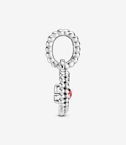 Pandora Moments July Blazing Red Beaded Heart Dangle Charm