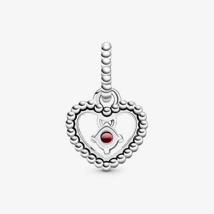 Pandora Moments July Blazing Red Beaded Heart Dangle Charm