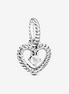 Pandora Moments April Milky White Beaded Heart Dangle Charm