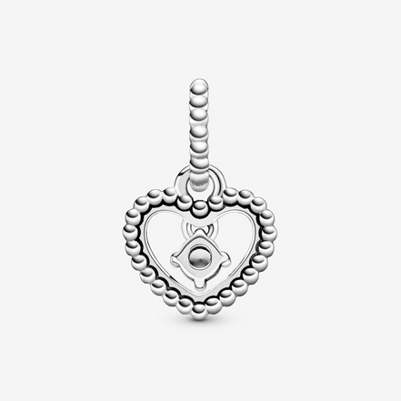 Pandora Moments April Milky White Beaded Heart Dangle Charm