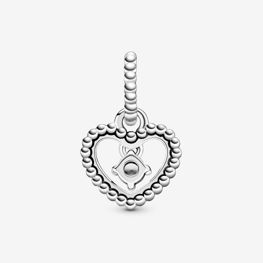 Pandora Moments April Milky White Beaded Heart Dangle Charm