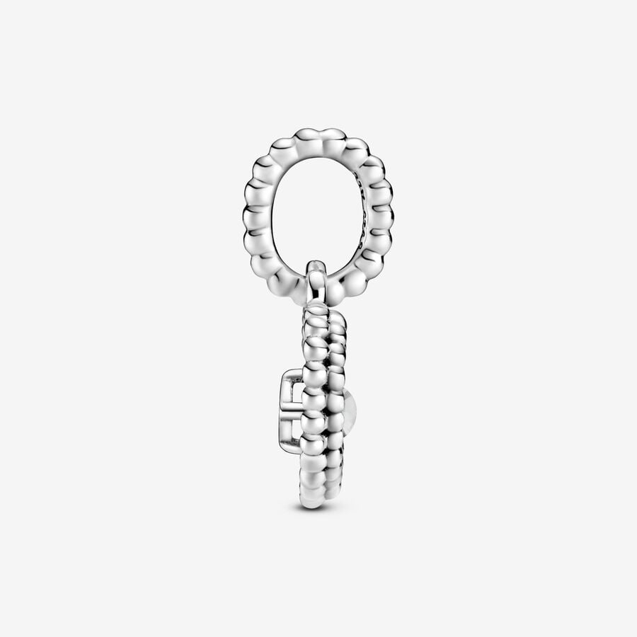 Pandora Moments April Milky White Beaded Heart Dangle Charm