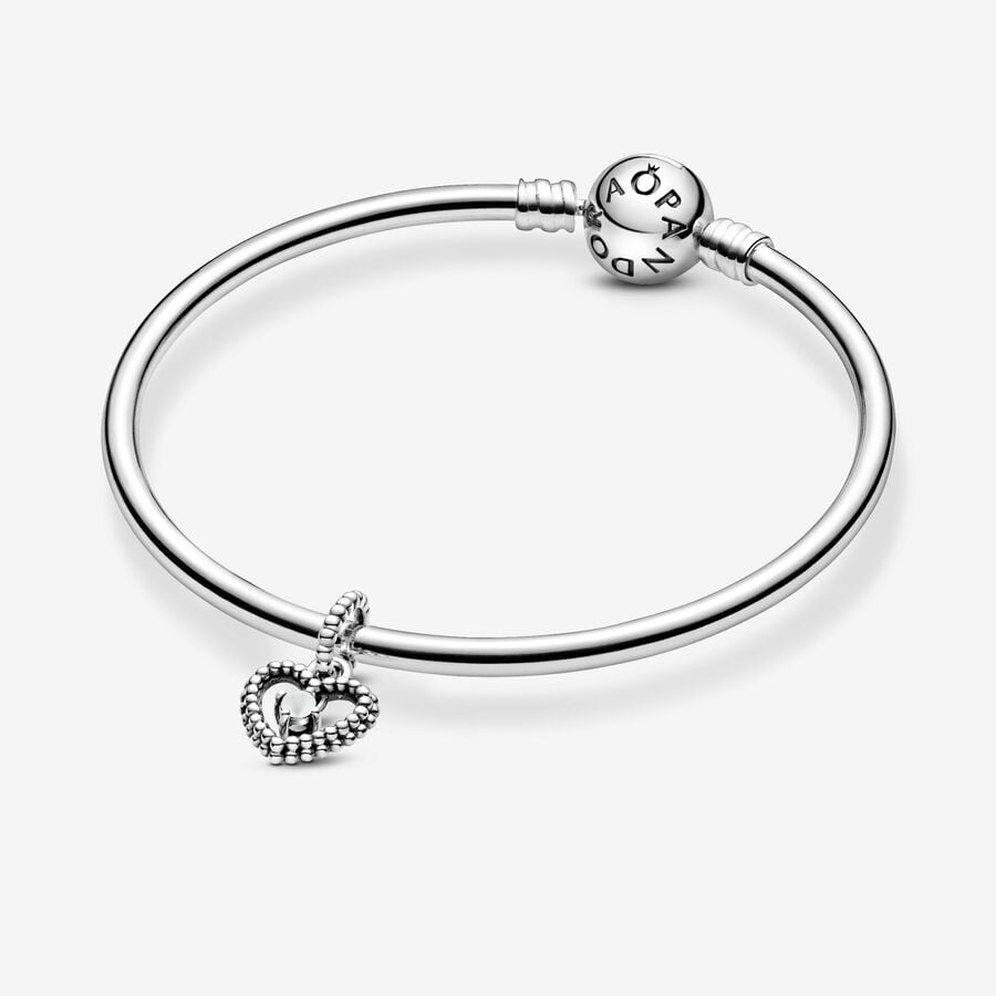 Pandora Moments April Milky White Beaded Heart Dangle Charm