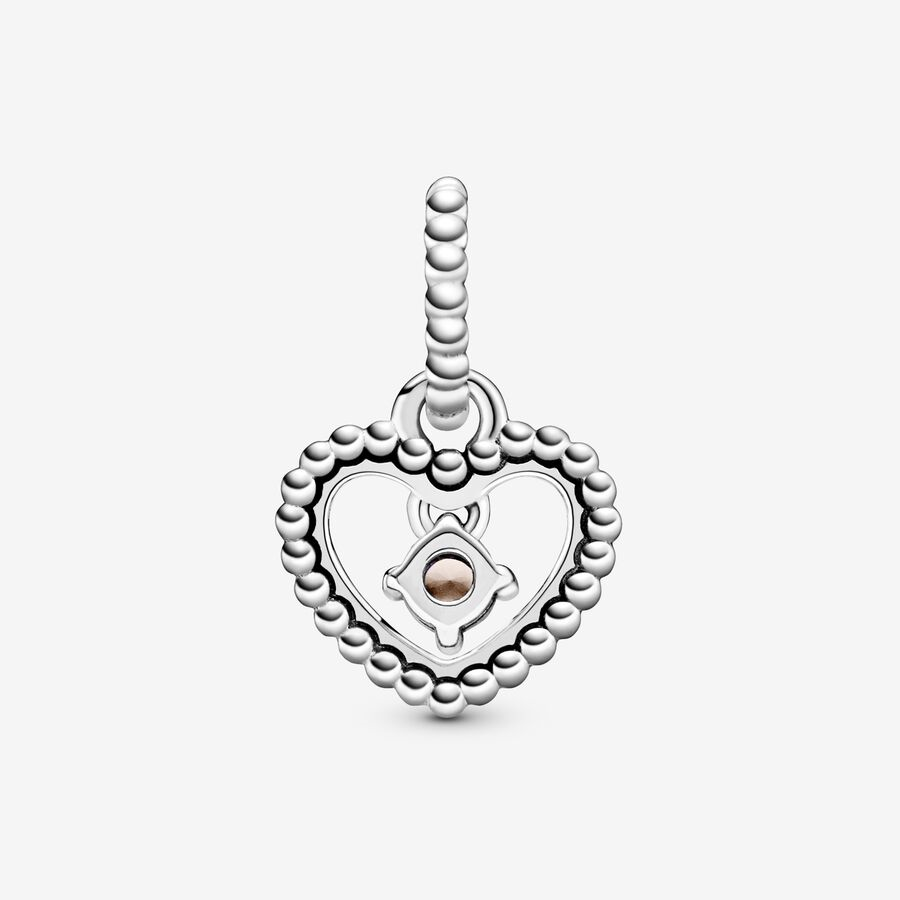 Pandora Moments June Misty Rose Beaded Heart Dangle Charm