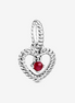 Pandora Moments January Dark Red Beaded Heart Dangle Charm
