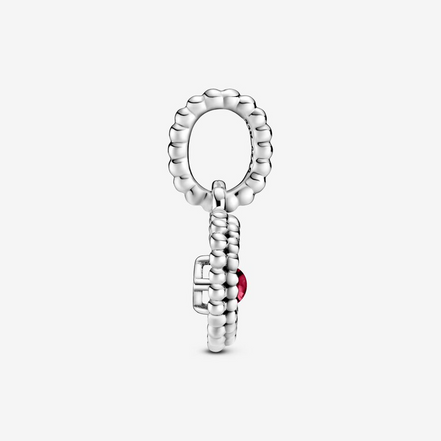 Pandora Moments January Dark Red Beaded Heart Dangle Charm