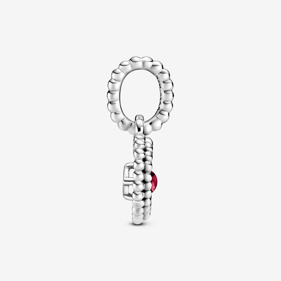 Pandora Moments January Dark Red Beaded Heart Dangle Charm