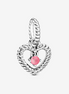 Pandora Moments October Petal Pink Beaded Heart Dangle Charm