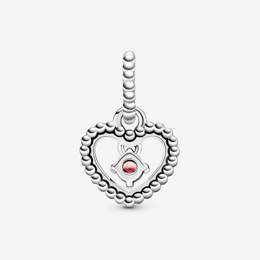 Pandora Moments October Petal Pink Beaded Heart Dangle Charm