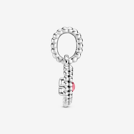 Pandora Moments October Petal Pink Beaded Heart Dangle Charm