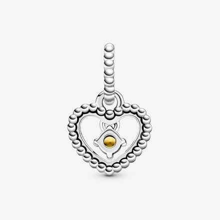 Pandora Moments November Honey Beaded Heart Dangle Charm