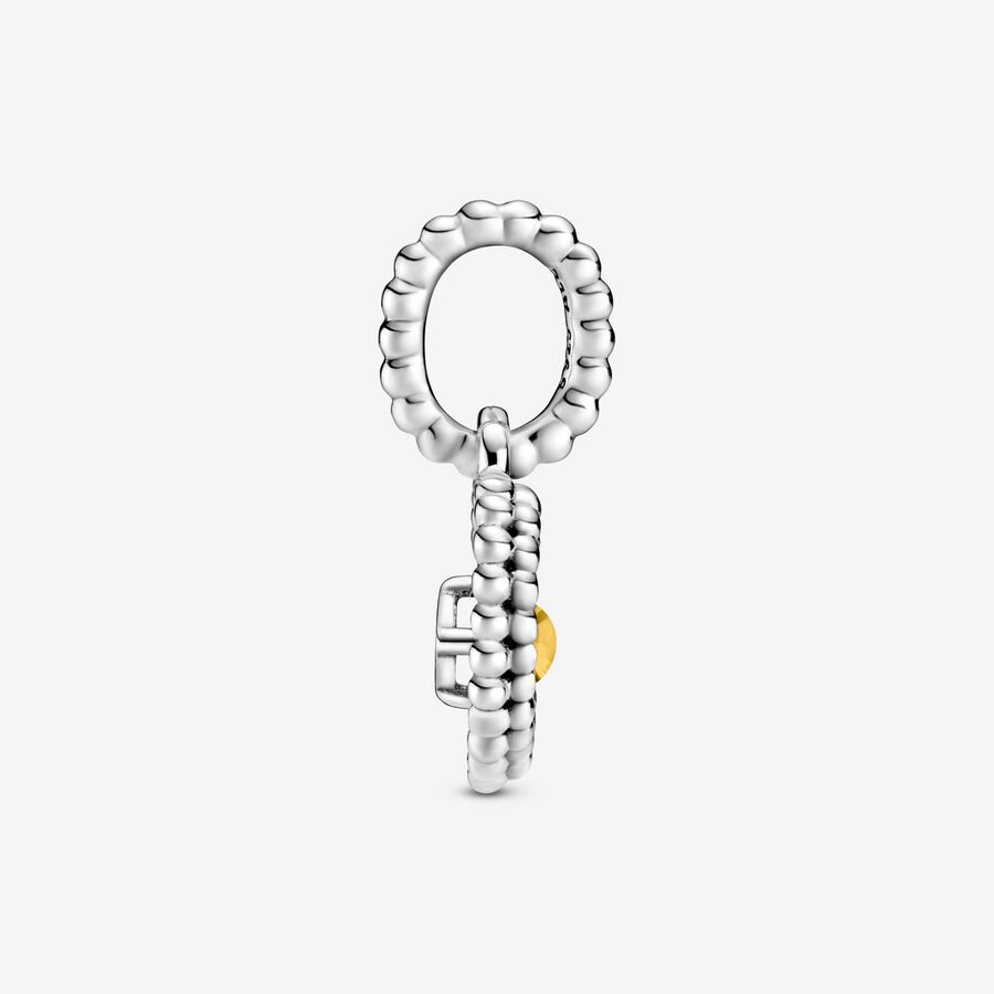 Pandora Moments November Honey Beaded Heart Dangle Charm