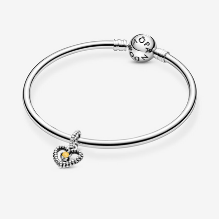 Pandora Moments November Honey Beaded Heart Dangle Charm