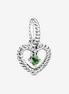 Pandora Moments August Spring Green Beaded Heart Dangle Charm