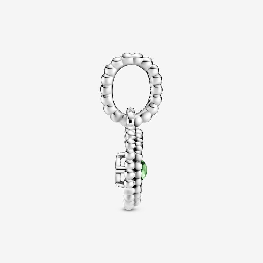 Pandora Moments August Spring Green Beaded Heart Dangle Charm