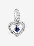 Pandora Moments September Sea Blue Beaded Heart Dangle Charm