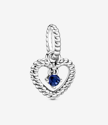 Pandora Moments September Sea Blue Beaded Heart Dangle Charm