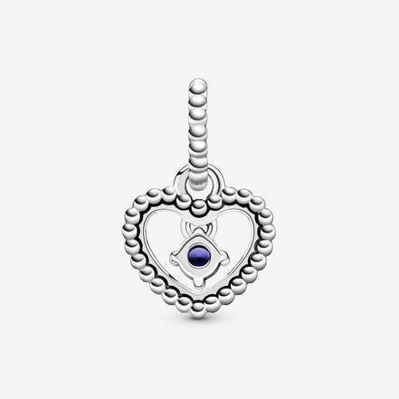 Pandora Moments September Sea Blue Beaded Heart Dangle Charm