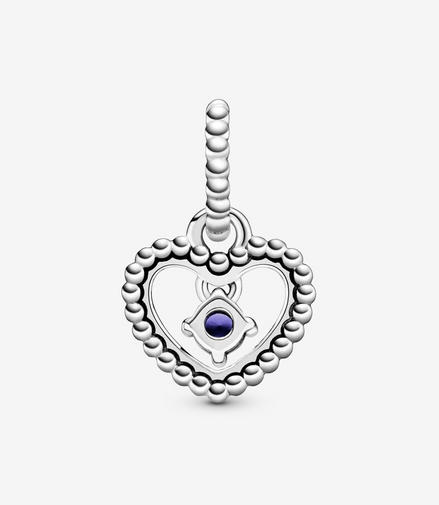 Pandora Moments September Sea Blue Beaded Heart Dangle Charm
