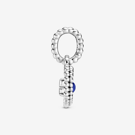 Pandora Moments September Sea Blue Beaded Heart Dangle Charm