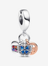 Pandora Moments Two-Tone Rainbow Heart, Butterfly & Peace Triple Dangle Charm