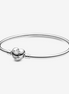 Pandora Moments Silver Heart Clasp Charm Bangle Bracelet Size 17