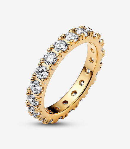 Pandora Timeless 14K Gold-Plated Sparkling Row Eternity Ring Size 7