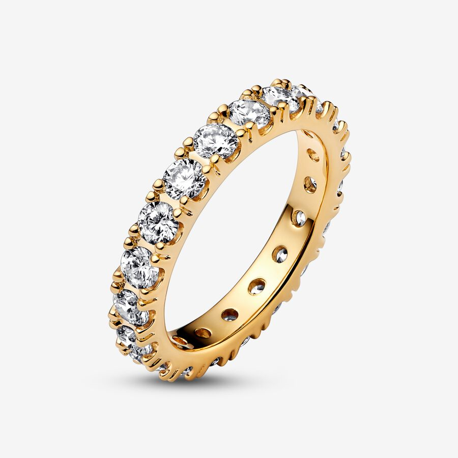 Pandora Timeless 14K Gold-Plated Sparkling Row Eternity Ring Size 7