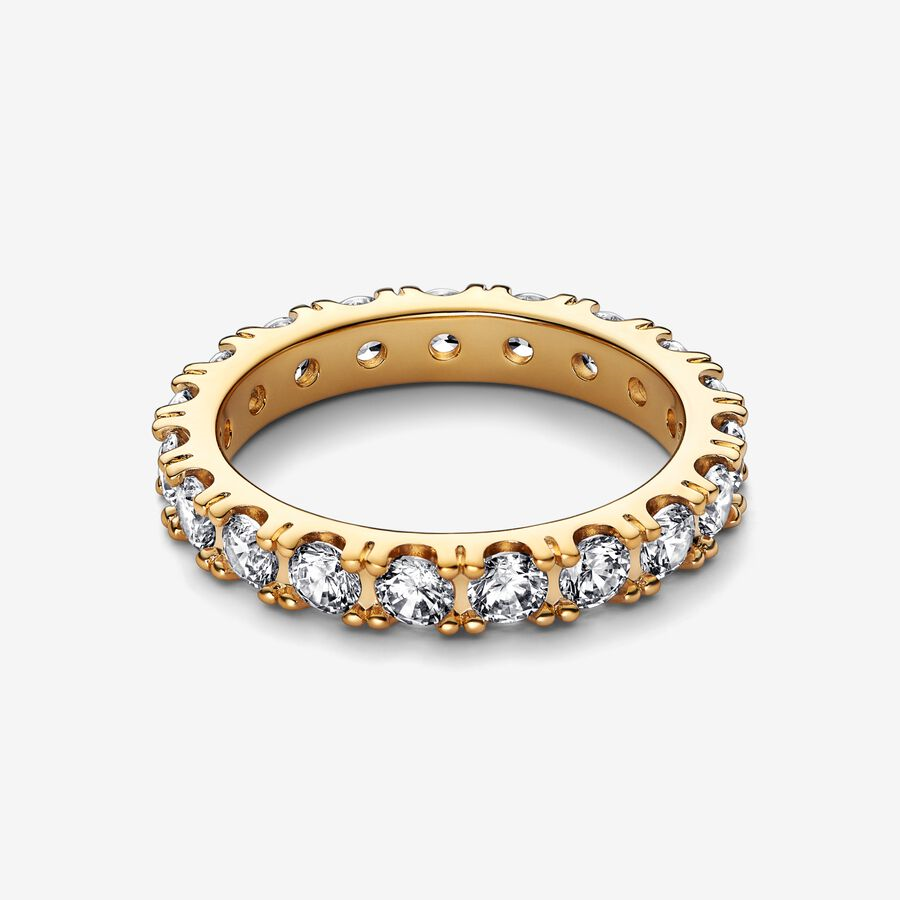 Pandora Timeless 14K Gold-Plated Sparkling Row Eternity Ring Size 7