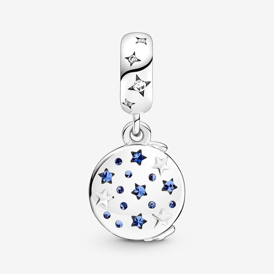 Pandora Moments Santa Claus On The Moon Double Dangle Charm