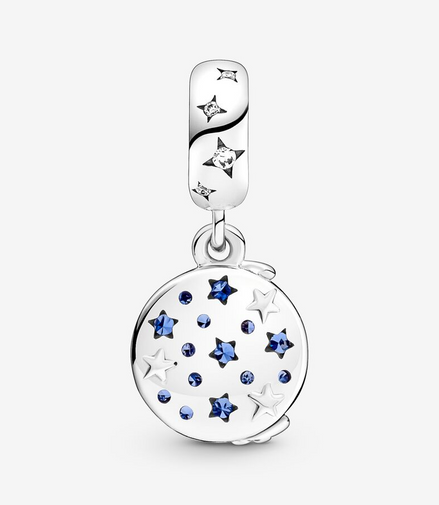 Pandora Moments Santa Claus On The Moon Double Dangle Charm