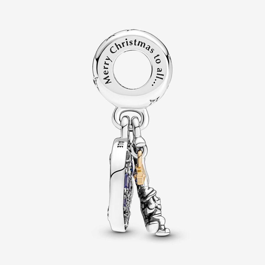 Pandora Moments Santa Claus On The Moon Double Dangle Charm