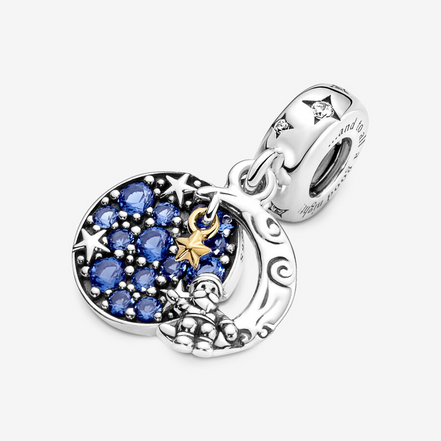 Pandora Moments Santa Claus On The Moon Double Dangle Charm