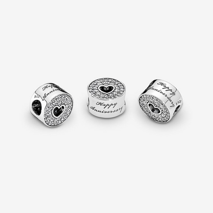 Pandora Moments Pavé And  Heart Anniversary Charm