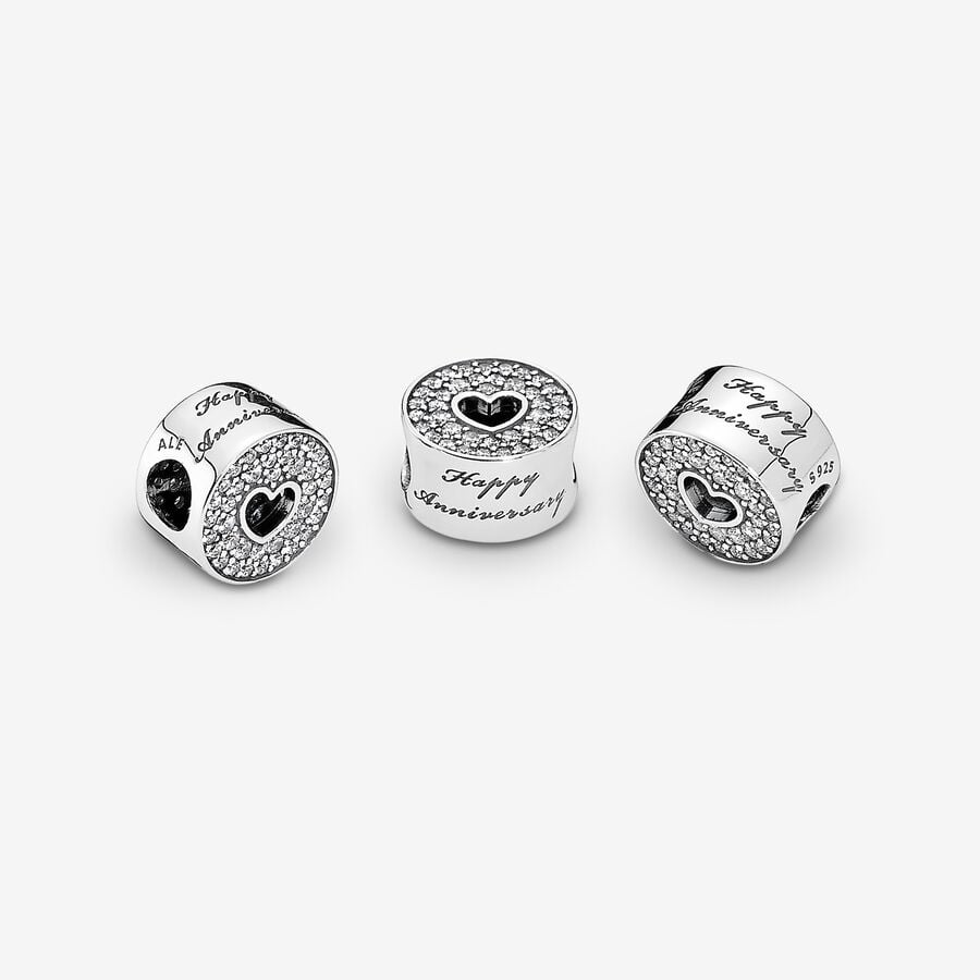 Pandora Moments Pavé And  Heart Anniversary Charm