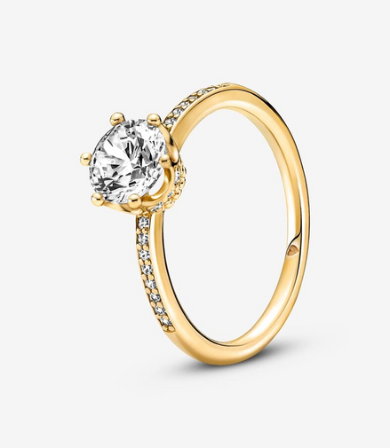 Pandora Timeless Clear Sparkling Crown Solitaire Ring Size 7