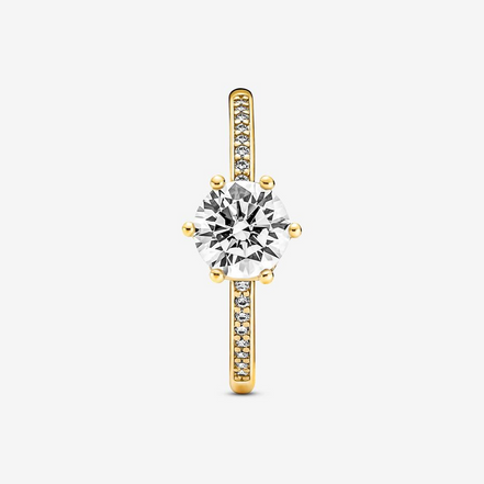 Pandora Timeless Clear Sparkling Crown Solitaire Ring Size 7