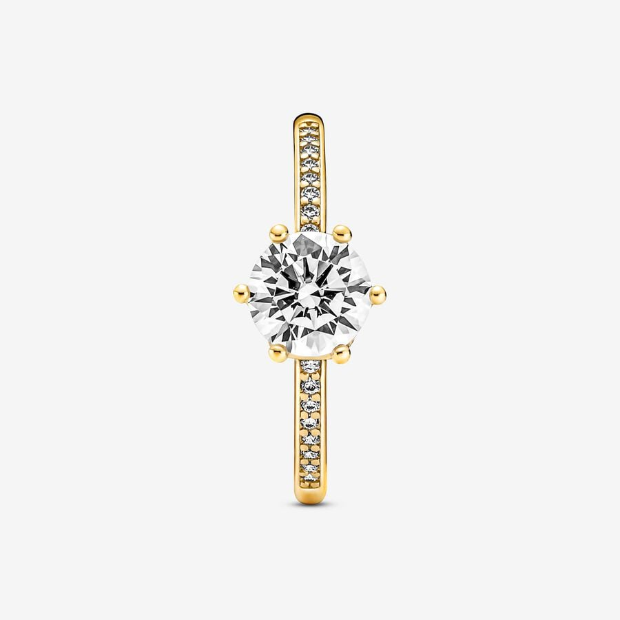 Pandora Timeless Clear Sparkling Crown Solitaire Ring Size 7