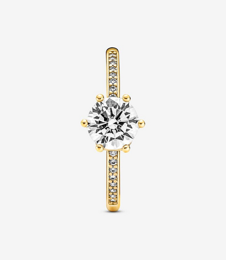 Pandora Timeless Clear Sparkling Crown Solitaire Ring Size 7