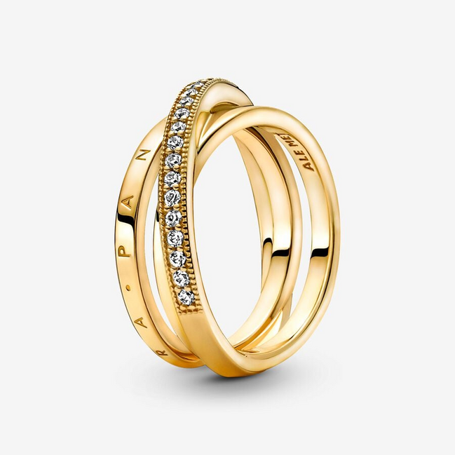 Pandora Timeless Crossover Pavé Triple Band Ring Size 6