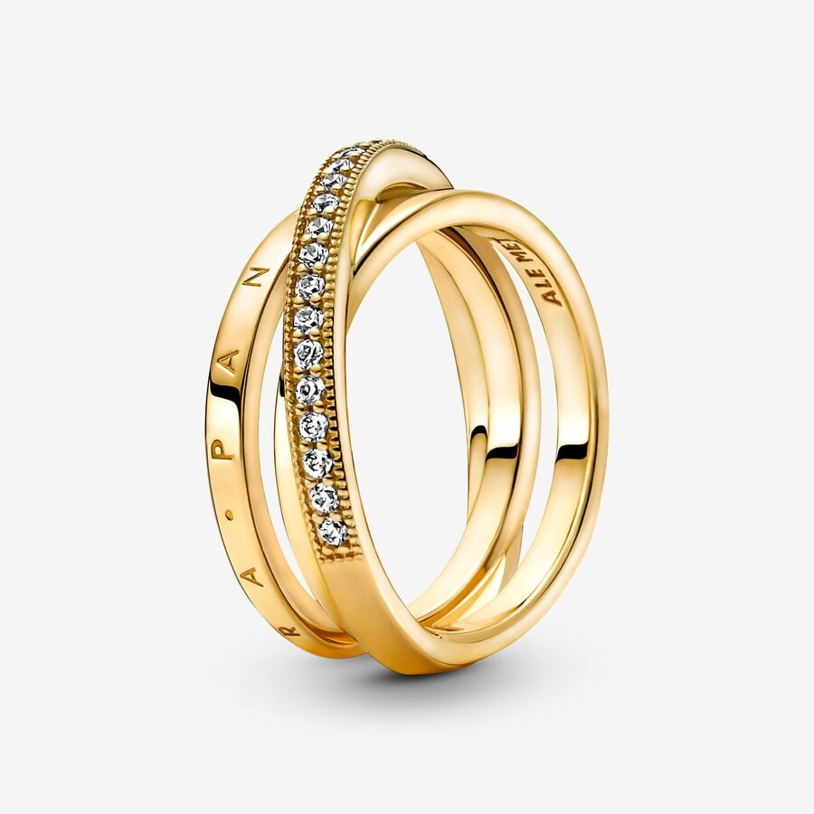 Pandora Timeless Crossover Pavé Triple Band Ring Size 6
