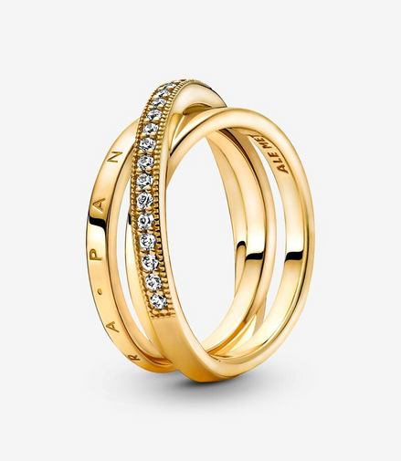 Pandora Timeless Crossover Pavé Triple Band Ring Size 6
