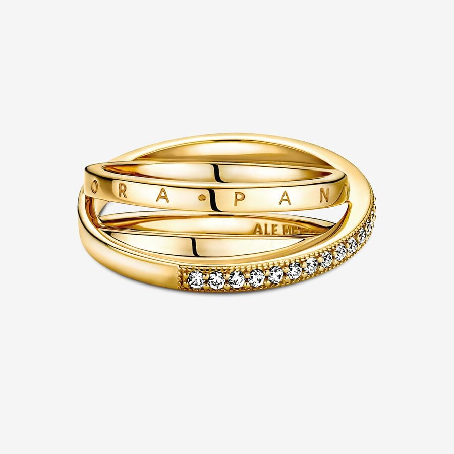 Pandora Timeless Crossover Pavé Triple Band Ring Size 6